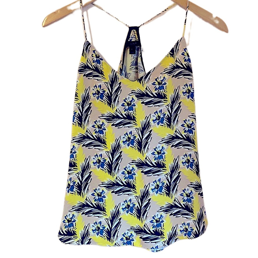 J. Crew 100% Silk Cami Racerback Floral Top Size 2